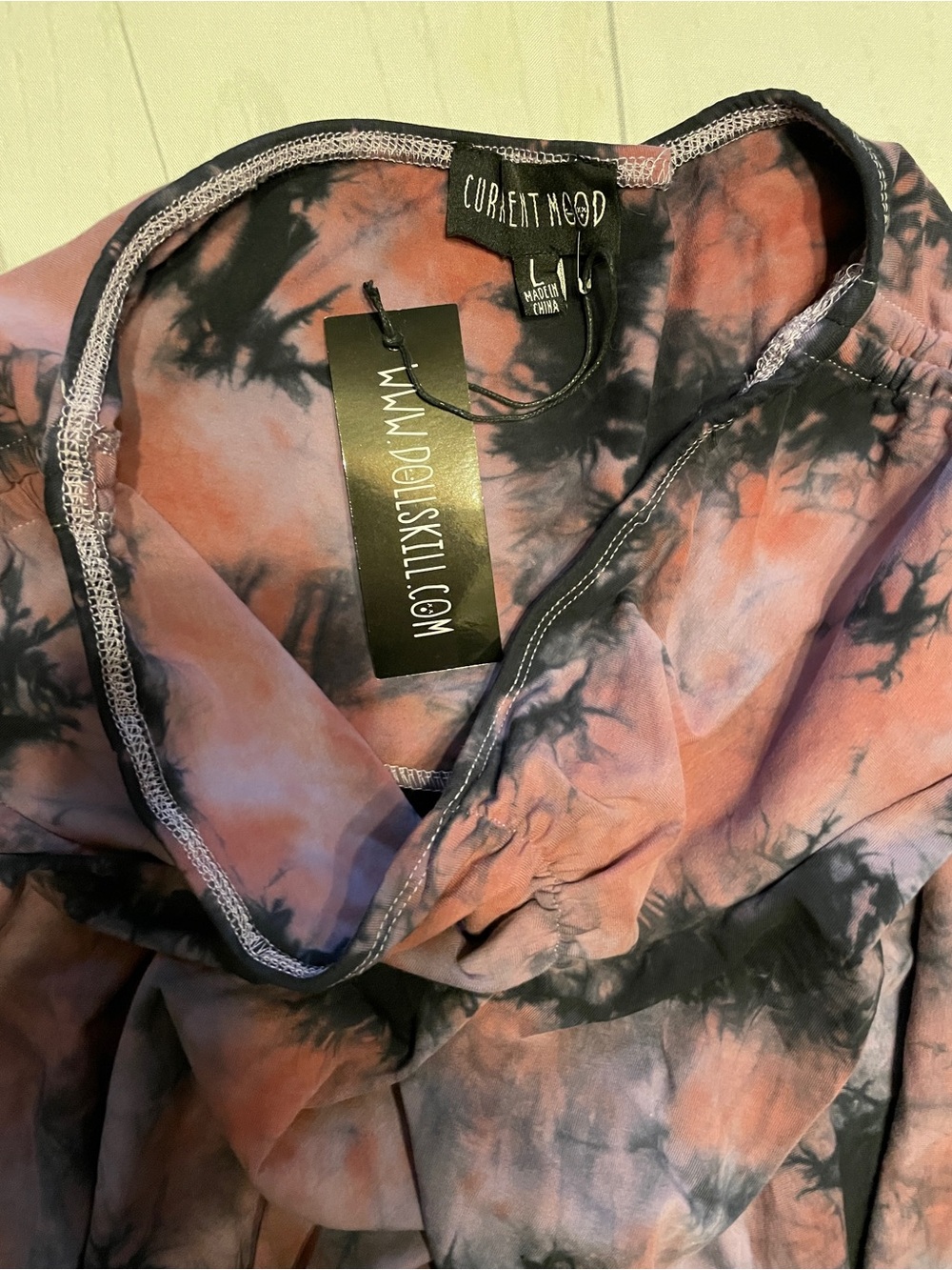 Dolls Kill Current Mood Tie-Dye Handkerchief Hem Skirt - Pink & Black - Picture 2 of 8